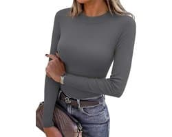Basic T-shirt voor dames, zomer, korte mouwen, top, slim, opstaande kraag, 5-kwart mouwen, trui tops