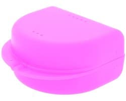 Bauer's Tandbeugelbox, KFO-doos, hygiënische opbergdoos voor beugels, prothesen, met luchtgaten (roze, 4,10 cm hoog)