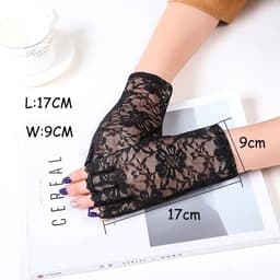 Dailygoods- Handschoenen Vingerloos - Kanten Ellebooghandschoenen - Bruidsaccessoires - Halve Vinger - Zwart - Sierlijke Patronen - Vingerloze Handschoenen — thumbnail 2