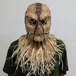 Halloweenmasker, vogelverschrikkermasker met strohaar, griezelig jutezakmasker, cosplaykostuumhoofddeksel voor volwassenen (Vogelverschrikker -1) — thumbnail 2