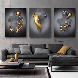 3-delige Kunst Posterset: Romantisch Koppel Beeldhouwkunst Canvas Schilderij (30x40 cm) — thumbnail 1