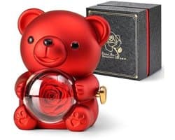 Romantische teddybeer met rozenbloem - Perfect cadeau voor Valentijnsdag, Moederdag, bruiloften en jubilea