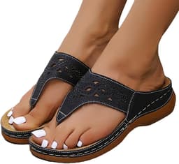 sleehakken voor dames | Teenslippers voor vrouwen met steunzool - Antislip casual pantoffels met dikke zool voor strandwandelingen Eastuy — thumbnail 1