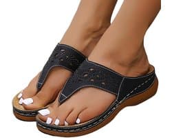 sleehakken voor dames | Teenslippers voor vrouwen met steunzool - Antislip casual pantoffels met dikke zool voor strandwandelingen Eastuy