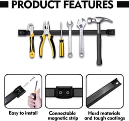 Magneetstrips voor gereedschap, 5 stuks, gereedschap-magneetstripset, 30 cm, magneethouder, gereedschapshouder, wand voor keuken, garage, werkplaats — thumbnail 5
