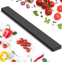 Magneetstrip, 58.5 cm, messenhouder, magnetisch, met 3 haken, roestvrij staal, zelfklevend, zwarte wandhouder, magneetstrip, zonder boren, messenhouder — thumbnail 5