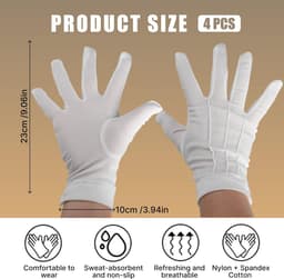 Handschoenen, nylon, witte genaaide handschoenen met drukknoop, voor parade, Sinterklaas, ceremonies en teamuniformen, antistatisch, wasbaar en herbruikbaar voor formele — thumbnail 2