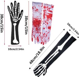 Handschoenen, schedel klauw spook bot handschoenen voor Halloween cosplay party rekwisieten, rekbare grappige schedel bot volledige vinger handschoenen voor mannen vrouwen tieners — thumbnail 2