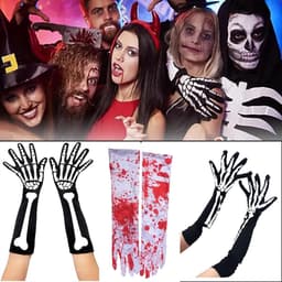 Handschoenen, schedel klauw spook bot handschoenen voor Halloween cosplay party rekwisieten, rekbare grappige schedel bot volledige vinger handschoenen voor mannen vrouwen tieners — thumbnail 5