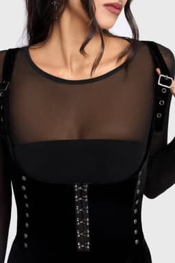 Killstar Chapel Blessing - Velvet Underbust Corset Top Dames Korset - zwart - M — thumbnail 3