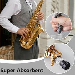 Saxofoon Reiniger - Blaasinstrument Onderhoud - Instrument Schoonmaken - Zacht Katoenen Touw - 50 cm Lengte - Grijs — thumbnail 2