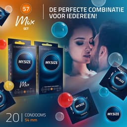 MY.SIZE Mix SET Maat 4, 57 mm: 10 Classic + 10 Condooms in 4 spannende soorten, met aroma, kleur, genopt & Classic — thumbnail 2