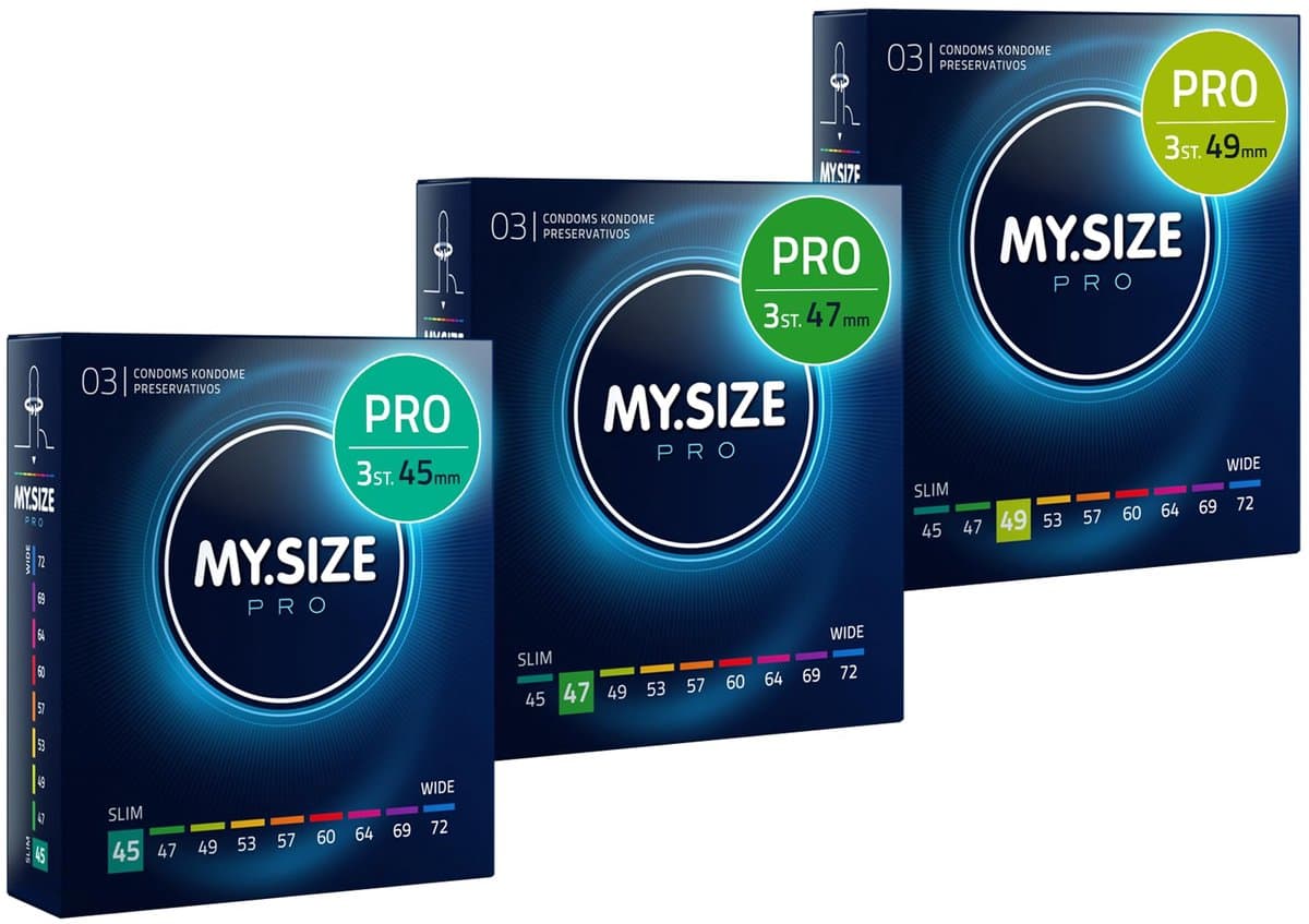 MY.SIZE PRO condoom maat 0,1,2-45,47,49 mm, 3x3 condooms - pasvorm en een geschikte maat voor iedereen — afbeelding 1