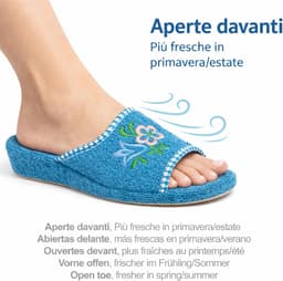 Pantoffels voor dames, badstof, open sleehak, pantoffels, kurk, comfortabele seniorenschoenen, zomer, zacht, licht, orthopedisch, borduurwerk — thumbnail 3
