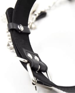 Adultshop - BDSM Collar met Tepelklemmen - Collar met Tepelklemmen en Zilveren Ketting | Zwart PU Leder Halsband | Verstelbaar 35-50cm — thumbnail 3