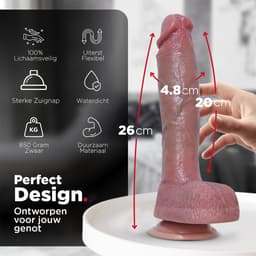 Rosebay XL Vibrerende Dildo met Afstandsbediening 26 cm - Stotende Dildo - Dildo met Zuignap - Dildo Vibrator voor Vrouwen - Verwarmd - Sex Toys voor Mannen - Wit — thumbnail 3