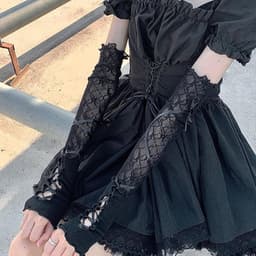 Handschoenen, Kant Handschoenen Zwart en Gothic Tattoo Chokers Roos Prom Opera Wanten Handschoenen voor Vrouwen en Meisjes Vingerloos Elleboog Lengte Vintage Mesh Handschoenen Lolita — thumbnail 2