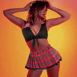 Verleidelijke Lingerie Set voor Schoolmeisje Cosplay met Kanten Bobydoll en Rollenspel Kostuum voor Dames in Zwart — thumbnail 4