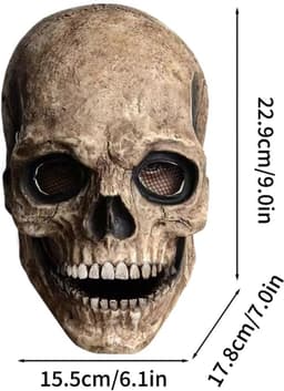 Halloween eng masker mannen, griezelig volledig hoofd schedel masker met bewegende kaak, volledig hoofd latex skelet hoofddeksels voor horrorfilmfans en volwassen Halloween-kostuums. (harde — thumbnail 2