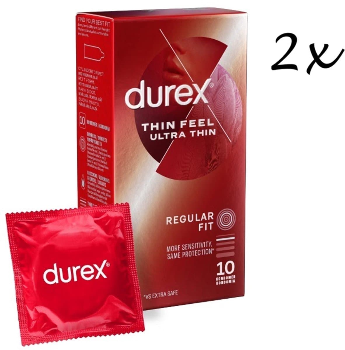Durex Thin Feel Ultra Condooms - 20 stuks (2x10 stuks)-Extra Dun voor meer Gevoel - Discreet Verpakt — afbeelding 1