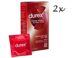 Durex Thin Feel Ultra Condooms - 20 stuks (2x10 stuks)-Extra Dun voor meer Gevoel - Discreet Verpakt