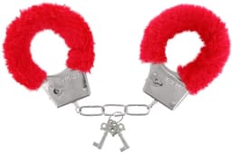 Handboeien pluche - Fluffy handboeien - Hand cuffs - Roleplay - Erotische speeltjes - Seksspeeltje - Vastbinden - Erotiek - Inclusief 2 sleuteltjes - Rood - Jonyx — thumbnail 1