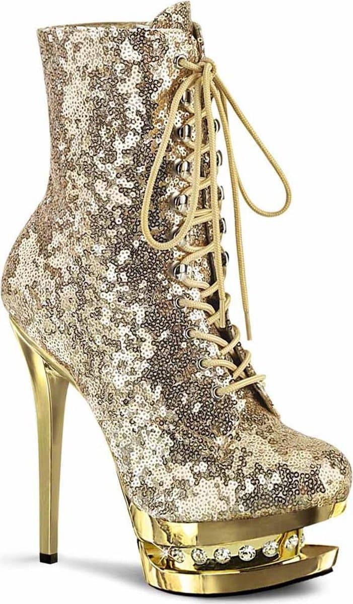 Pleaser - BLONDIE-R-1020 Plateau Laarzen, Paaldans schoenen - Paaldans schoenen - 37 Shoes - Goudkleurig — afbeelding 1