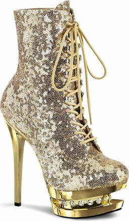 Pleaser - BLONDIE-R-1020 Plateau Laarzen, Paaldans schoenen - Paaldans schoenen - 37 Shoes - Goudkleurig — thumbnail 1