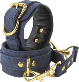 Banoch | enkelboeien van pu leer | velvet blauw / goud | bondage — thumbnail 5