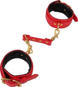 Banoch | enkelboeien van pu leer | rood / goud | bondage — thumbnail 3