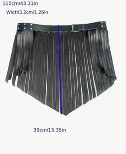 Leren Fringe Rok met Studs – Open Voorzijde – One Size – Festival & Clubwear – Lak Leer PVC Look – Strict Dresscode - It's a Crazy Land — thumbnail 6
