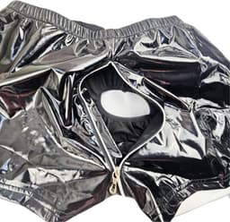 BamBella ® - Boxer short Maat L/XL Datex Zwart (Latex en stof SM kleding BDSM met rits erotische heren kleding ondergoed lingerie onderbroek zwart — thumbnail 4
