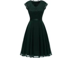 Dames Avondjurk Lang Chiffon Kant Vrouwtelijke Bruiloftsgalajurk Elegant Licht Getailleerde Pasvorm Korte Mouwen Galafeest Gala