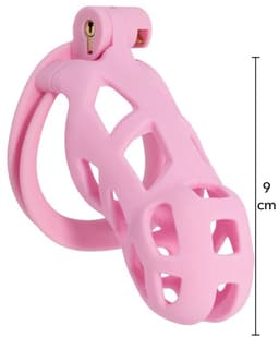 Hidden Desire - Kuisheidskooi - Penis Cage - P-Cage - Kunststof Kuisheidskooi - Chastity - Penis Kooi Roze - Kuisheidkooi met 4 Ringmaten - Penis Prison Cock Cage - Verkrijgbaar in 4 Lengtes - Male Chastity Cages - Maat L - 11 cm - Roze — thumbnail 5