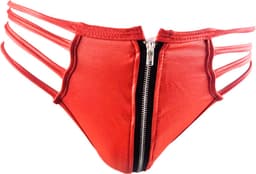 BamBella ® - String bondage - maat Onesize S M L - Rood Sexy erotische heren onderbroek mannen met rits glans wetlook stof — thumbnail 1