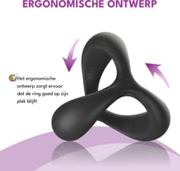 JustFun 2-in-1 Cockring - Sex Toys voor Mannen - Ballstretcher BDSM - Penisring - Seksspeeltjes voor Koppel - Zwart — thumbnail 2