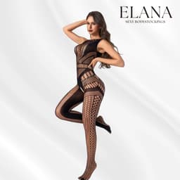 Elana - Izabela - Bodystocking Erotische Lingerie met Open Kruis - Catsuit - S t/m XL - Sexy Dames Lingerie - Bodysuit — thumbnail 6