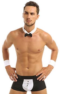 Sexy Stripper Kostuum voor Heren met Vlinderdas en Bretels — thumbnail 4
