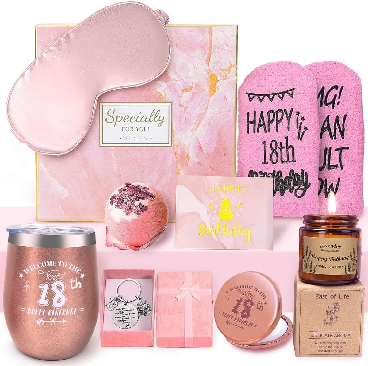 18e Verjaardag Cadeaus voor Vrouwen, Verwen Set voor Haar, Ideale Cadeau-ideeën voor 18-jarige Vrienden, Zussen en Dochters — afbeelding 1