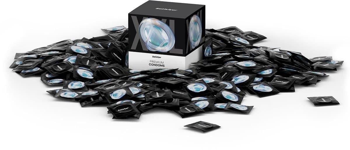 Satisfyer Condooms Heren | 100 stuks | 45-64 mm | XS - XL beschikbaar | Realistisch & dun met vochtig oppervlak | Huidvriendelijk & geurloos | Met reservoir | Getest & betrouwbaar — afbeelding 1