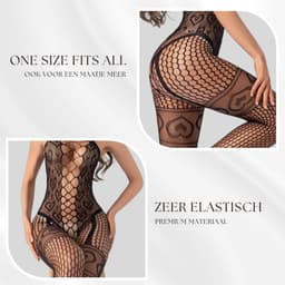 Elana - Alina - Bodystocking Erotische Lingerie met Open Kruis - Catsuit - S t/m XL - Sexy Dames Lingerie - Bodysuit — thumbnail 2