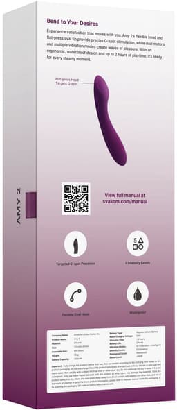 Svakom - Amy 2 - Flexibele G-Spot Vibrator - Paars — thumbnail 4