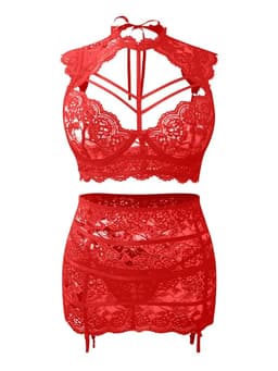 Sexy Lingerieset Dames – Lingerie Erotisch – Sexy Lingerie – 3-delige Set – Kanten Bralette & Rokje – Lingerie Set – Chique – Luxe –Boudoir Look – Kinky – Erotisch – Dare to Undress – Maat XS/S, M, L, XL — thumbnail 5