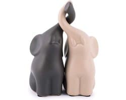 Verliefde olifanten set van 2 - Keramische decoratie 11 cm
