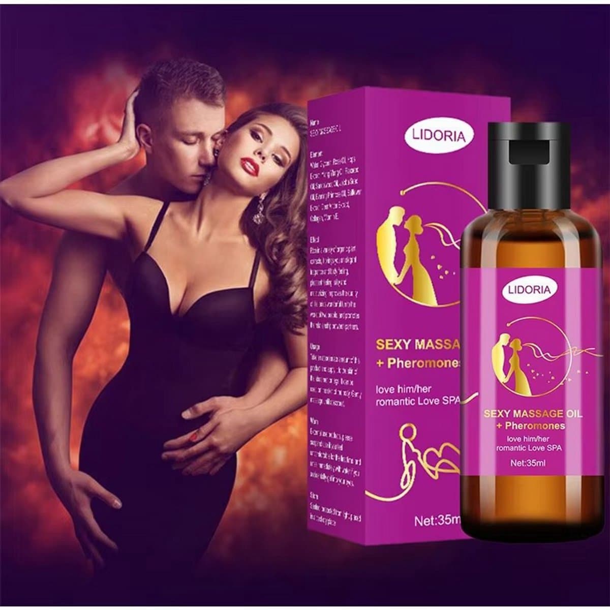 LIDORIA Erotische massageolie | Massageolie met feromonen | Sensuele massageolie | Romantische massage olie | Intieme olie voor koppels | Feromoon olie | Zijdezachte massageolie | Natuurlijke sensuele olie | Spa massage olie | Sex aantrekkingskracht — afbeelding 1