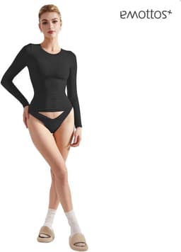 Getailleerd dames T-shirt met lange mouwen - Modieuze crop top met ronde hals — thumbnail 7