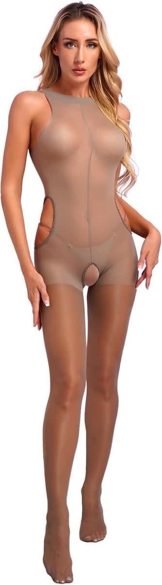 Transparante Mouwloze Bodysuit Dames - Wetlook Jumpsuit voor Feest & Clubwear — afbeelding 1