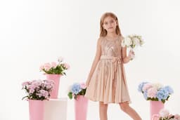 Meisjes Jurk met Pailletten en Bloemenprint - Zomerjurk voor Feestjes en Speciale Gelegenheden — thumbnail 5