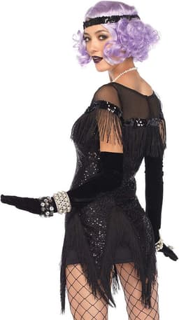 Flapper Kostuum Zwart Jaren 20 Swing Charleston Jurk Set Maat S — thumbnail 4