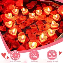 50 Hartvormige Theelichthouders en 1000 Zijden Rozenblaadjes Set voor Valentijnsdag Bruiloft — thumbnail 2